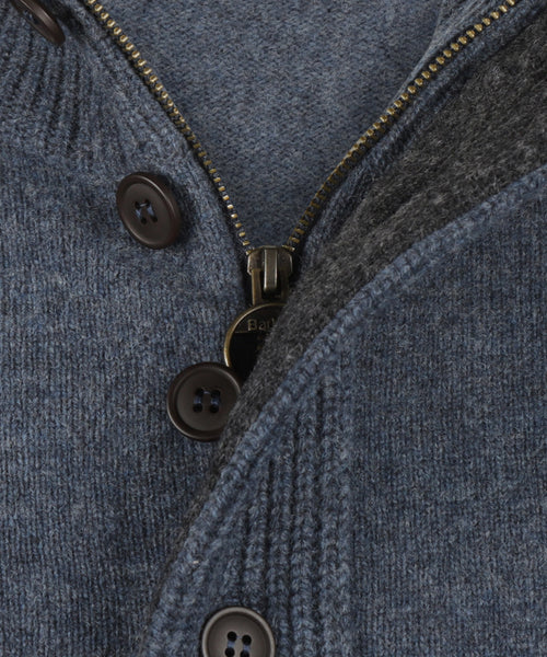 Pullover with zipper and button closure | Blue