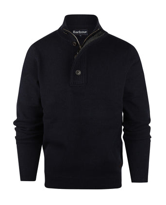 Zip-up button-down sweater | Navy Blue