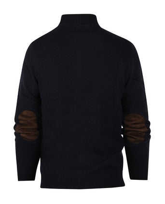 Zip-up button-down sweater | Navy Blue