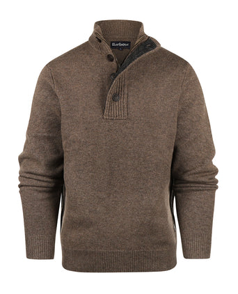 Pullover with zip and button closure | Brown