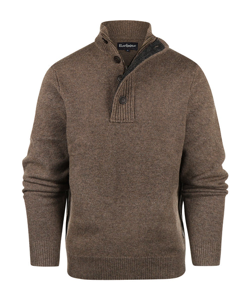 Pullover with zip and button closure | Brown