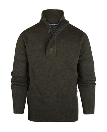 Pullover with zip and button closure | Green