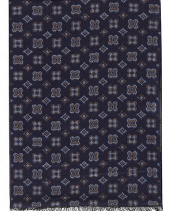 Viscose Sjaal met klassieke Print | Denim Blauw