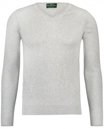 Sweater Cotton/Cashmere v-neck | Grey