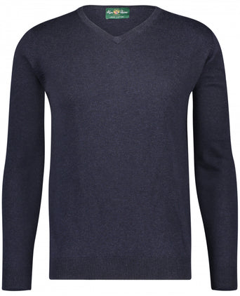 Sweater Cotton/Cashmere v-neck | Navy Blue