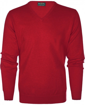 Pullover Cotton/Cashmere v-neck | Red