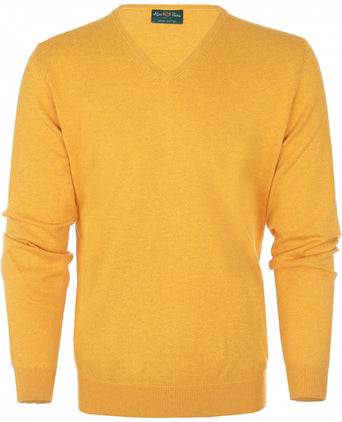 Sweater Cotton/Cashmere v-neck | Yellow