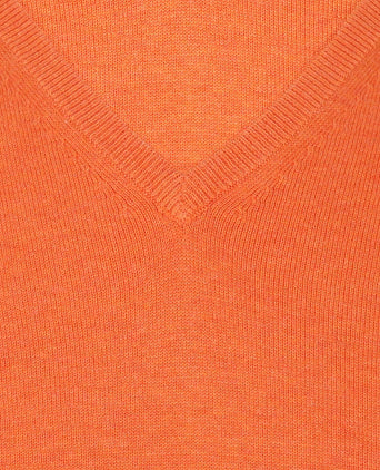 Sweater Cotton/Cashmere v-neck | Orange