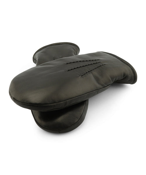Leather mittens | Black