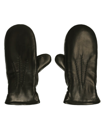 Leather mittens | Black