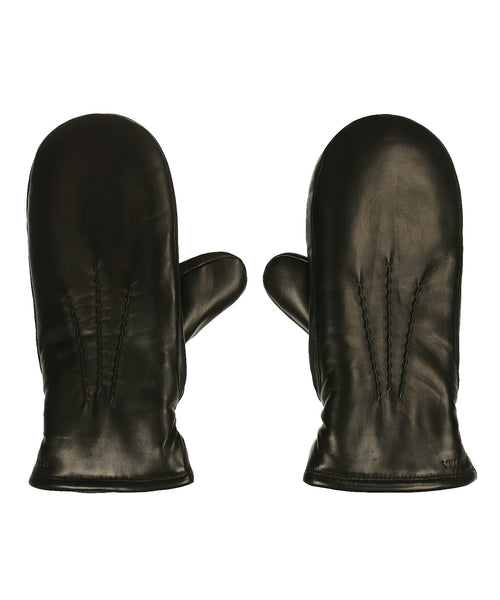 Leather mittens | Black