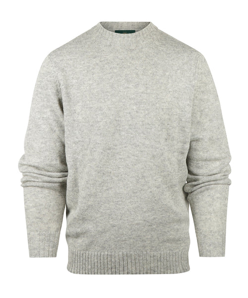 Alan Paine Shetland Crew Neck Pullover | Grey