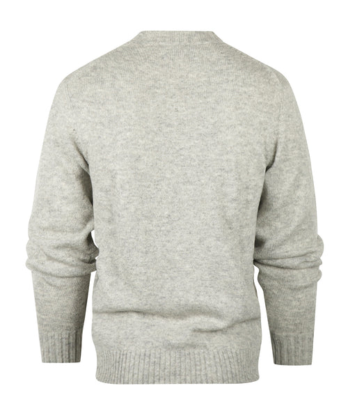 Alan Paine Shetland Crew Neck Pullover | Grey