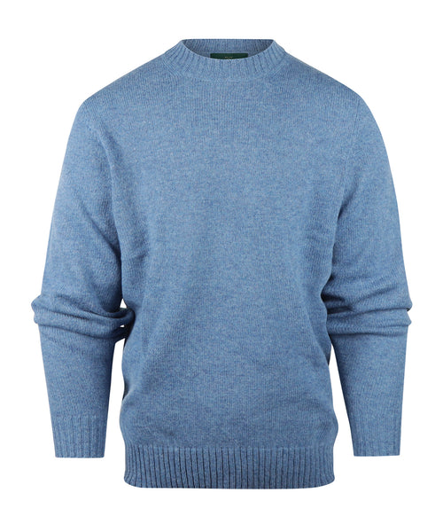 Alan Paine Shetland Crew Neck Pullover | Blue