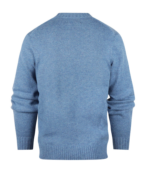 Alan Paine Shetland Crew Neck Pullover | Blue
