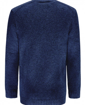 Alan Paine Shetland Pullover Ronde Hals | Denim Blauw