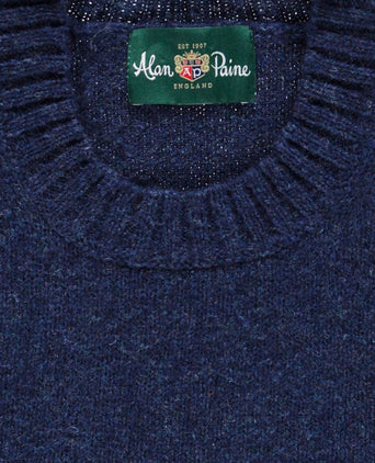 Alan Paine Shetland Pullover Ronde Hals | Denim Blauw