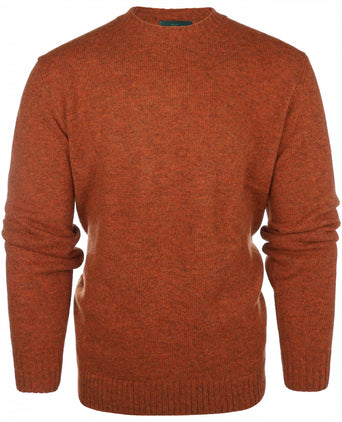 Alan Paine Shetland Crew Neck Pullover | Brown