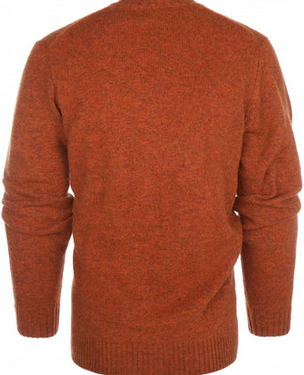 Alan Paine Shetland Crew Neck Pullover | Brown