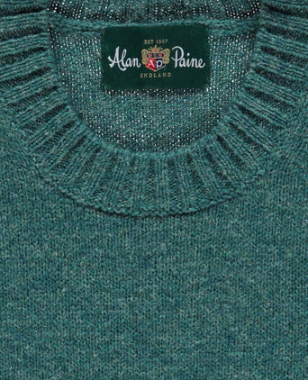 Alan Paine Shetland Crew Neck Pullover | Green
