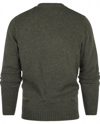 Alan Paine Shetland Crew Neck Pullover | Green