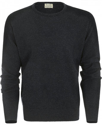 William Lockie Round Neck Lambswool Pullover | Charcoal