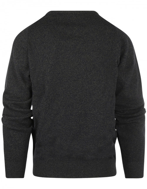 William Lockie Round Neck Lambswool Pullover | Navy/Seaweed