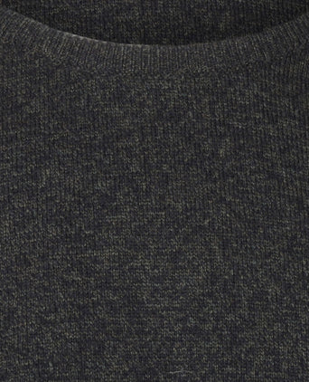 William Lockie Round Neck Lambswool Pullover | Navy/Seaweed