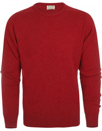 William Lockie Round Neck Lambswool Pullover | Poppy Melange William Lockie Round Neck Lambswool Pullover | Poppy Melange