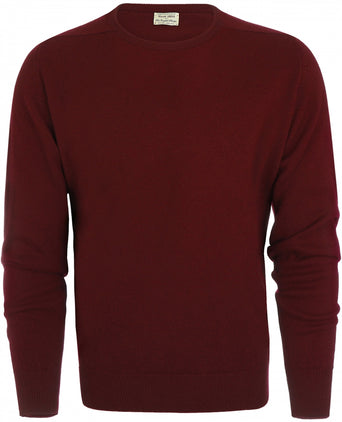 William Lockie Round Neck Lambswool Pullover | Bordeaux
