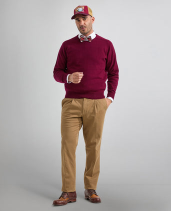 William Lockie Round Neck Lambswool Pullover | Bordeaux