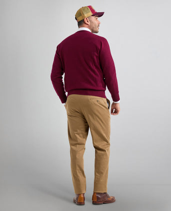 William Lockie Round Neck Lambswool Pullover | Bordeaux