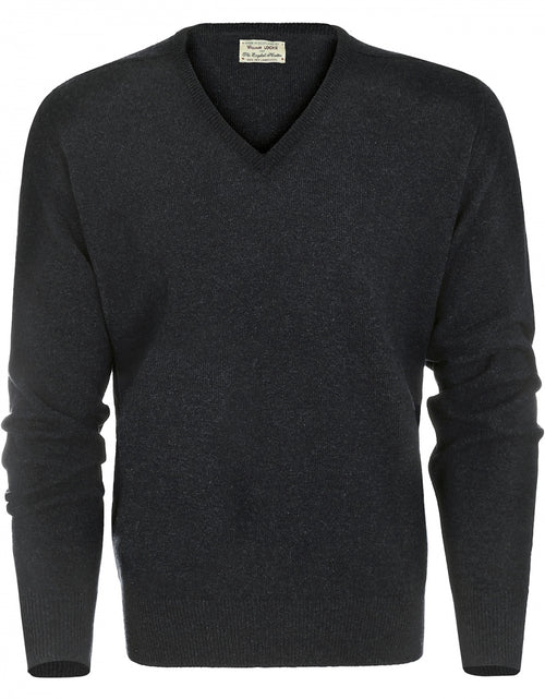 William Lockie V-neck Lambswool Pullover | Charcoal