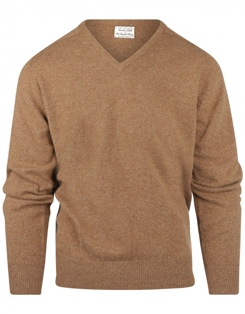 William Lockie V-neck Lambswool Pullover | Driftwood