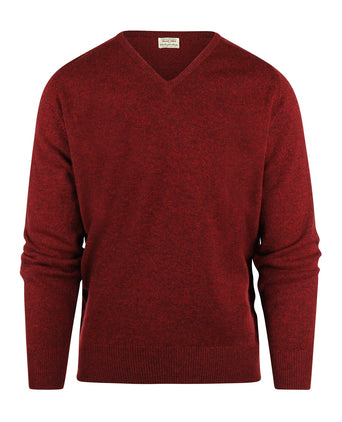 William Lockie V-neck Lambswool Pullover | Red Velvet