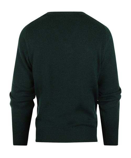 William Lockie V-neck Lambswool Pullover | Tartan Green