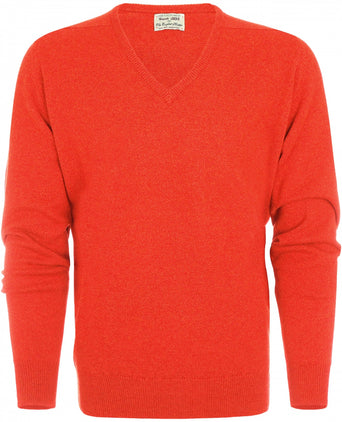 William Lockie Pullover Lambswool V-neck | Inferno