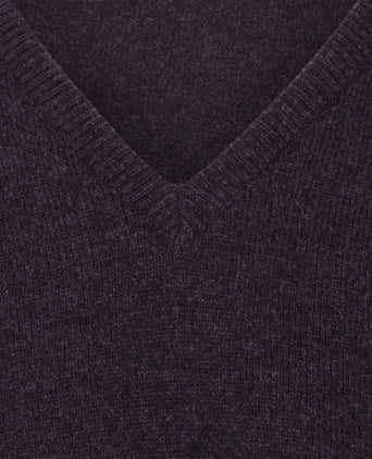 William Lockie V-neck Lambswool Pullover | Elderberry