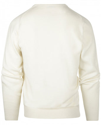 William Lockie V-neck Lambswool Pullover | Ecru