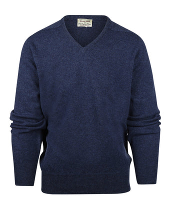 Pullover Lamswol dutch fit v-hals | Blauw