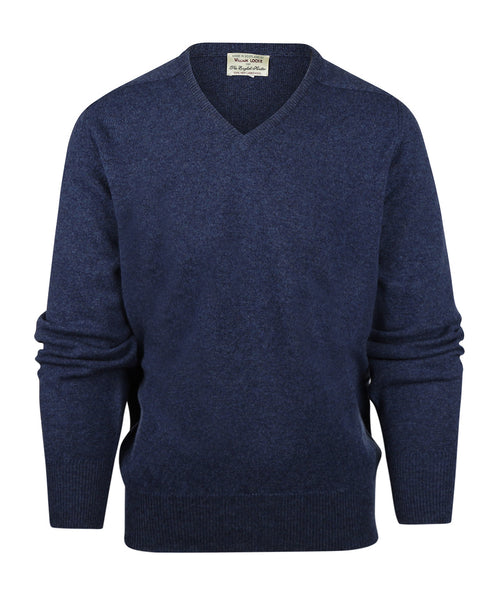 Pullover Lambswool dutch fit v-neck | Blue