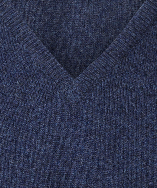 Pullover Lambswool dutch fit v-neck | Blue