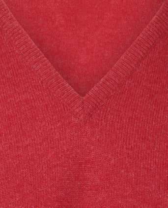 Pullover Lambswool dutch fit v-neck | Poppy Melange