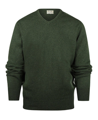 Pullover Lamswol dutch fit v-hals | Groen