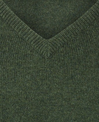 Pullover Lambswool dutch fit v-neck | Green
