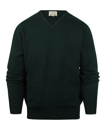 Pullover Lamswol dutch fit v-hals | Tartan Green