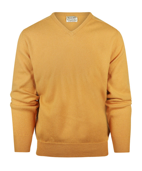 Pullover Lambswool dutch fit v-neck | Harvest Gold