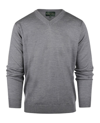 Pullover merino wol v-hals | Midden Grijs