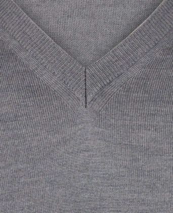 Pullover merino wol v-hals | Midden Grijs