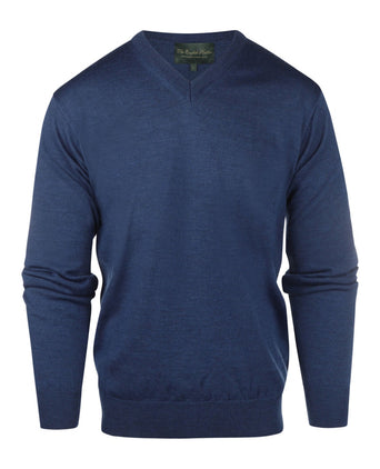 Merino wool v-neck sweater | Blue